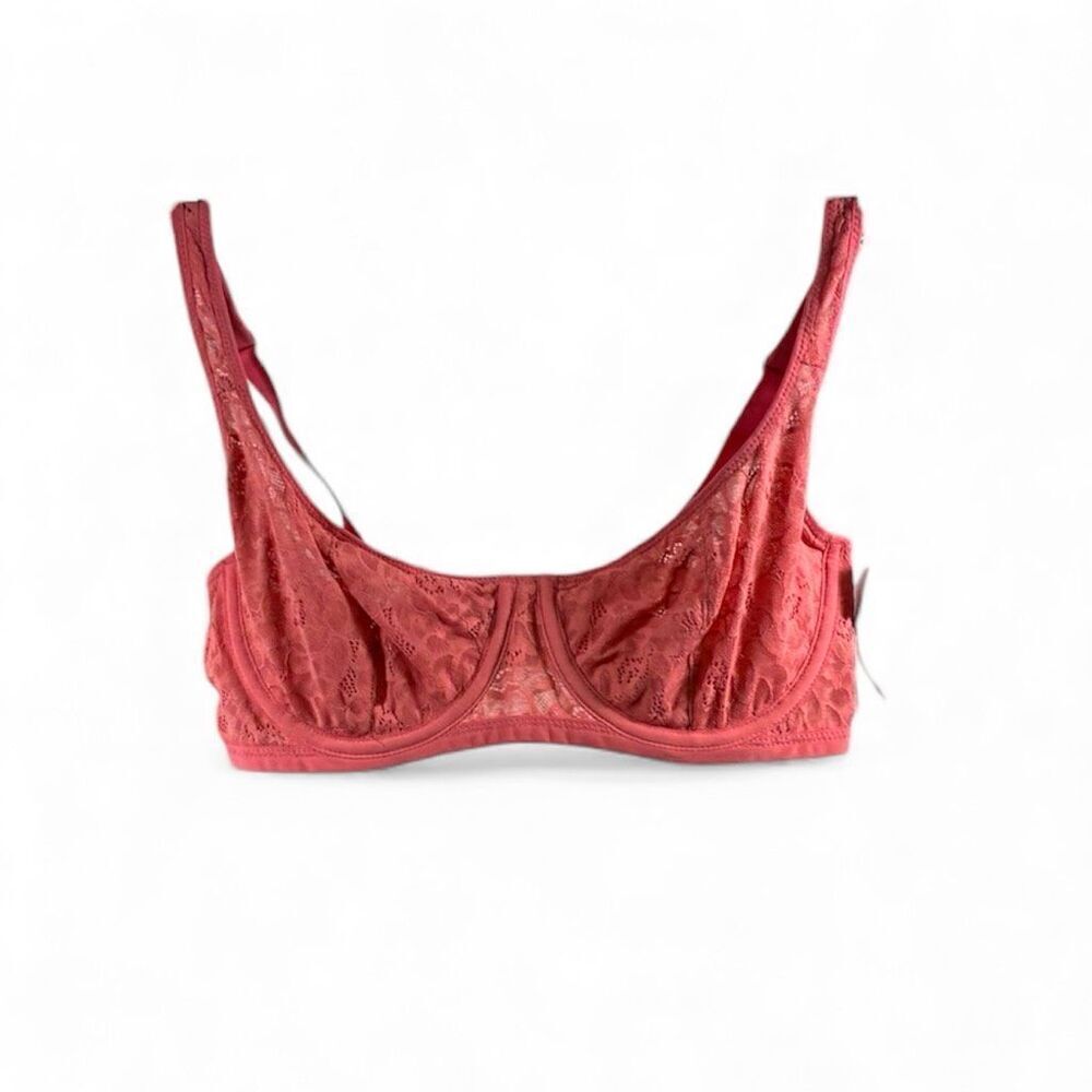 Auden NWT Balconette Lace Bra No Padding in Coral Size 34C